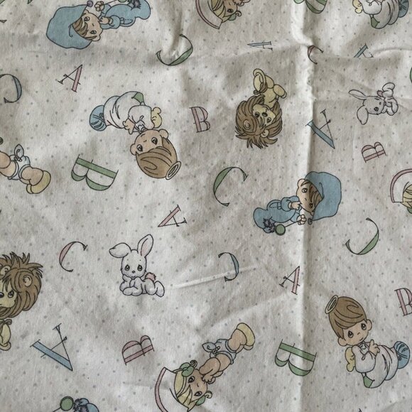 Vintage Precious Moments Baby Quilt Blanket 36" X 36" Custom Handmade White Cott - Picture 8 of 10